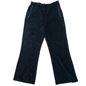 Michi -1319 Womens Black Velvet High Rise Elastic Waist Wide Leg Trousers Pant L